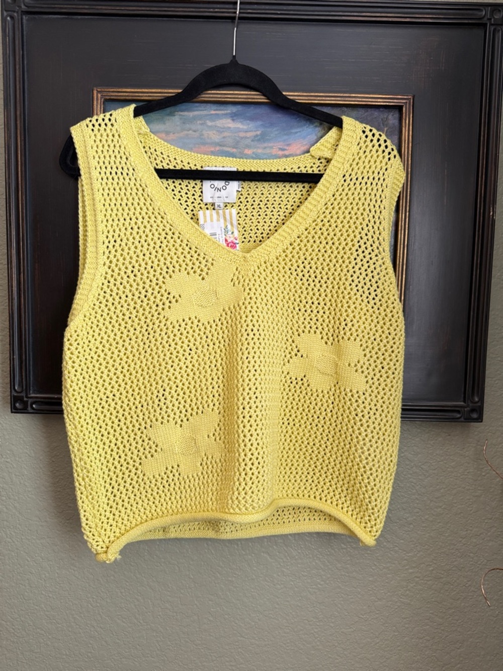 Yellow Knit Sleeveless V-Neck Sweater